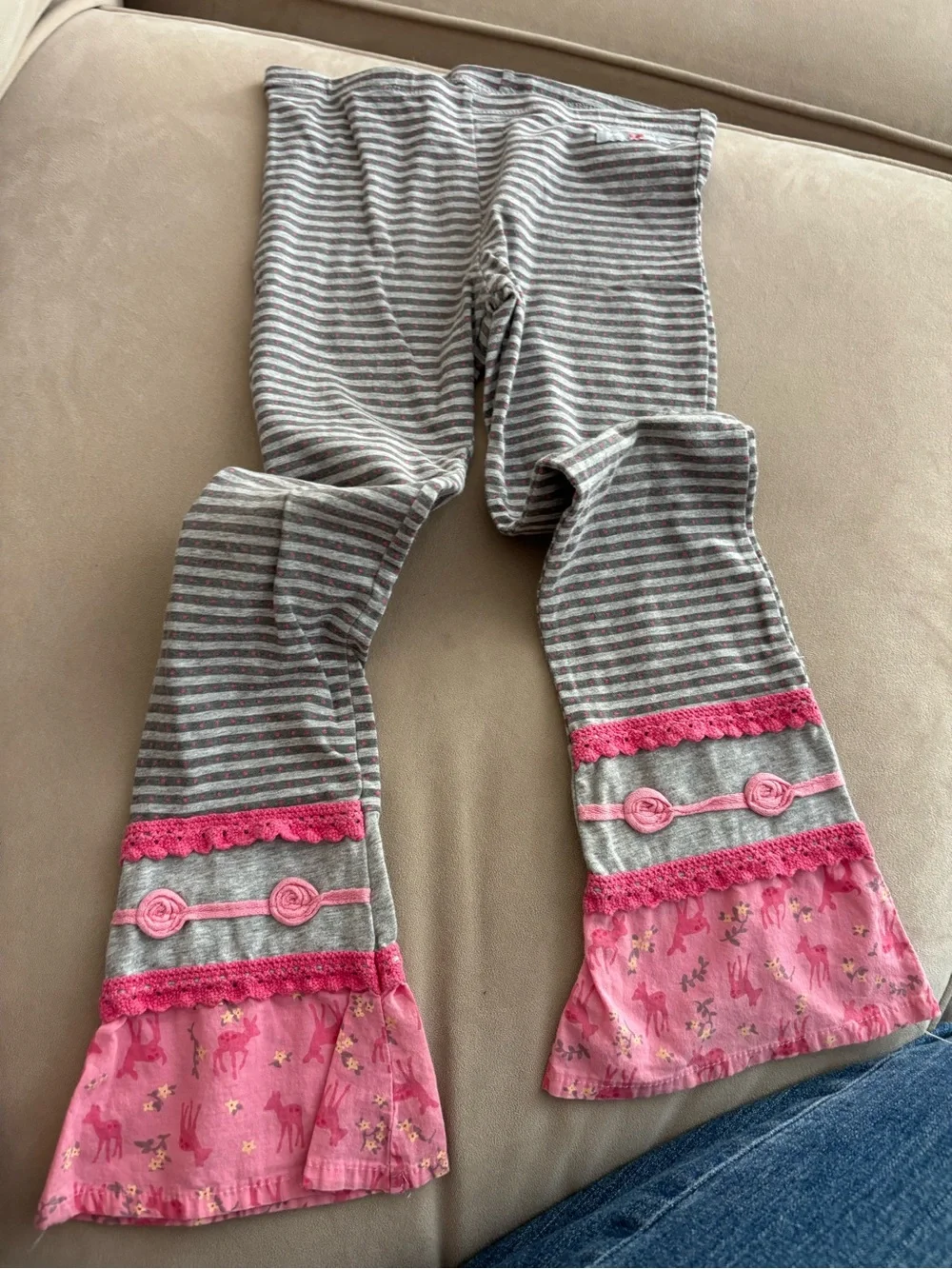 naartjie Gray & Pink Floral Long Sleeve with Striped Pants 3 piece